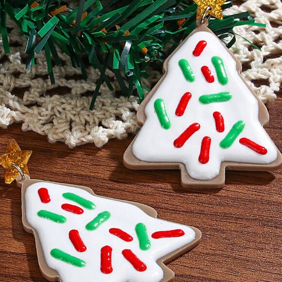 Cute Christmas Cookie with Sprinkles Earrings 16A2 - Picture 3 of 5